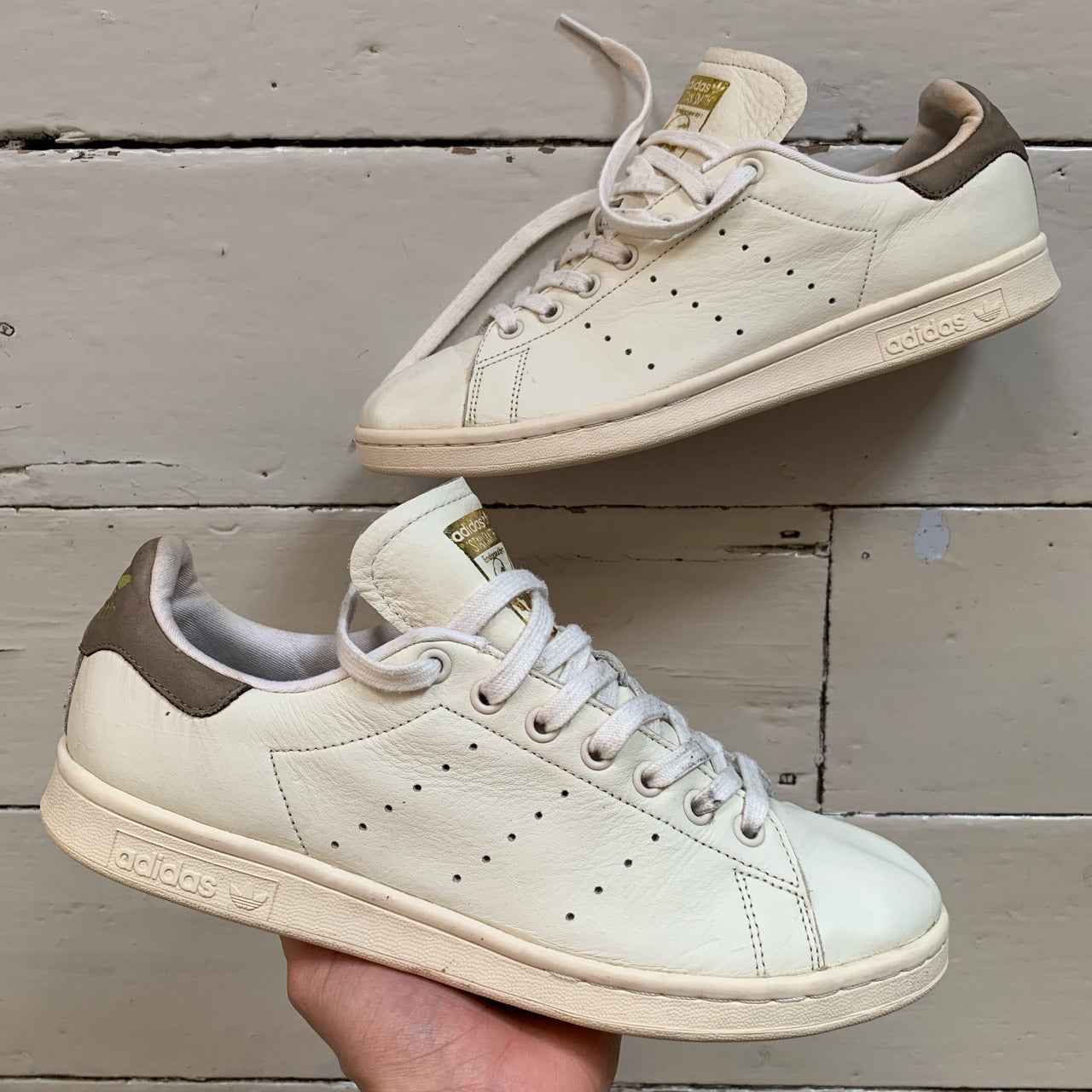 Adidas Stan Smith Cream And Brown Trainers (UK 9)