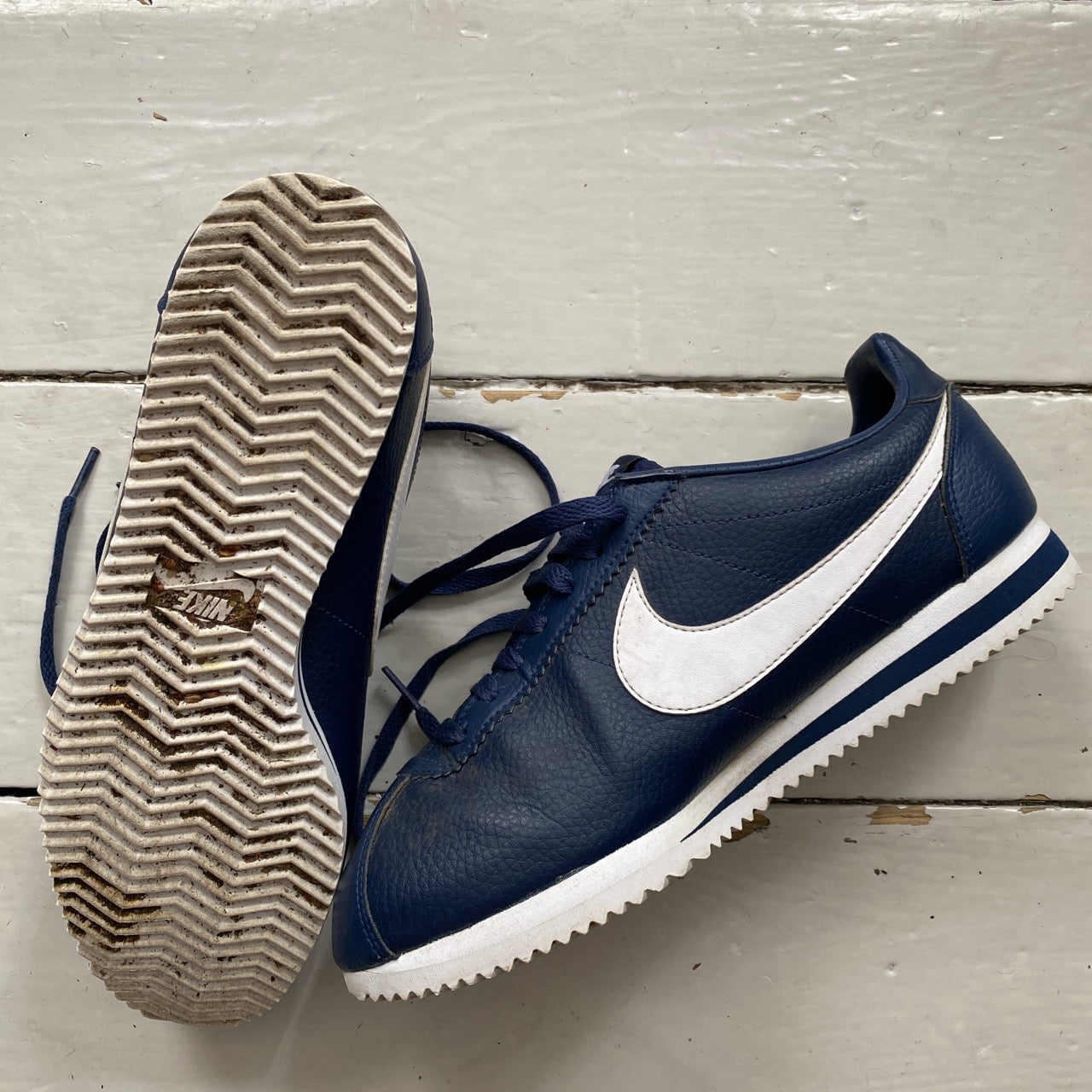 Nike Cortez Navy and White (UK 7.5)
