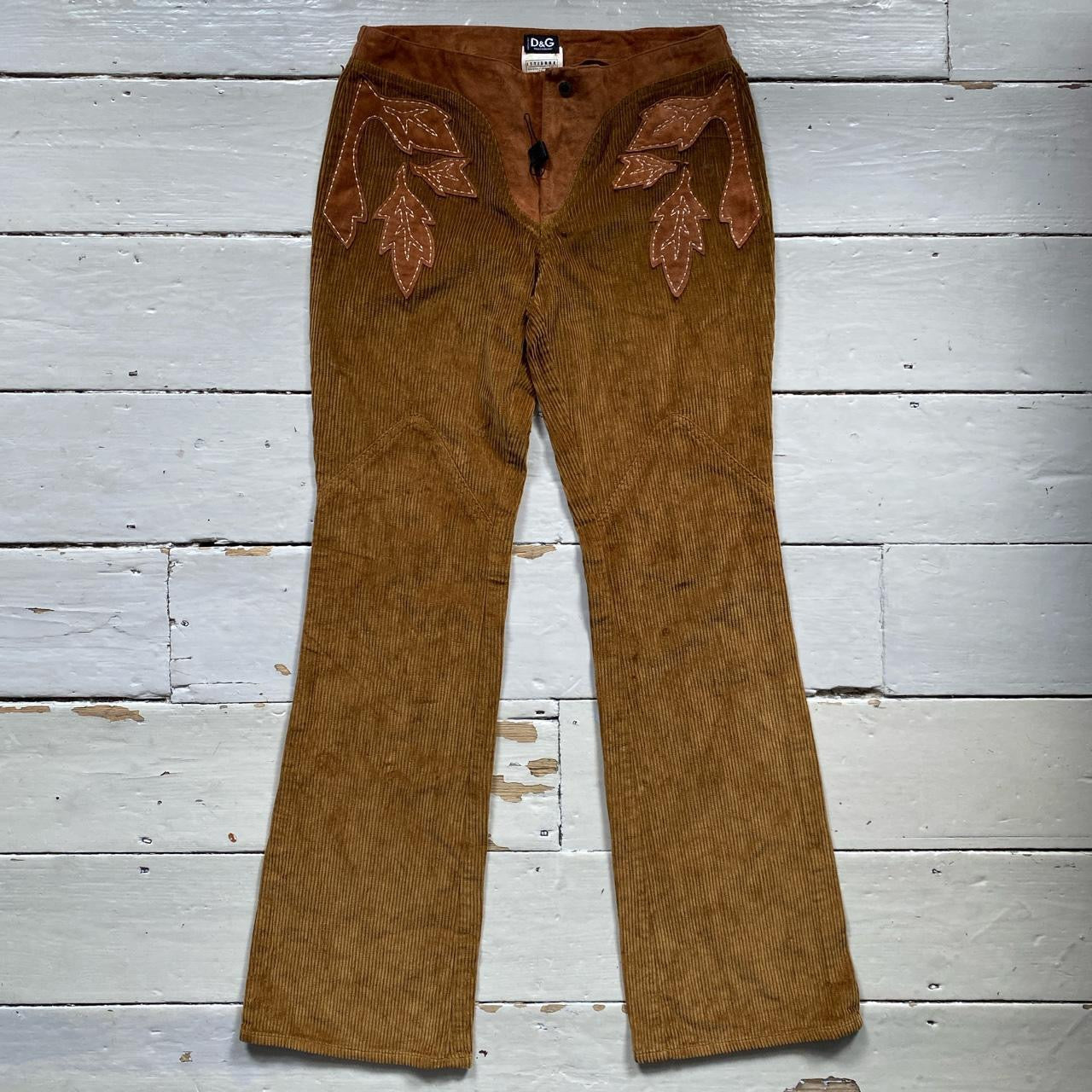 Dolce and Gabbana D&G Vintage Suede Corduroy Flare Jeans (30W)