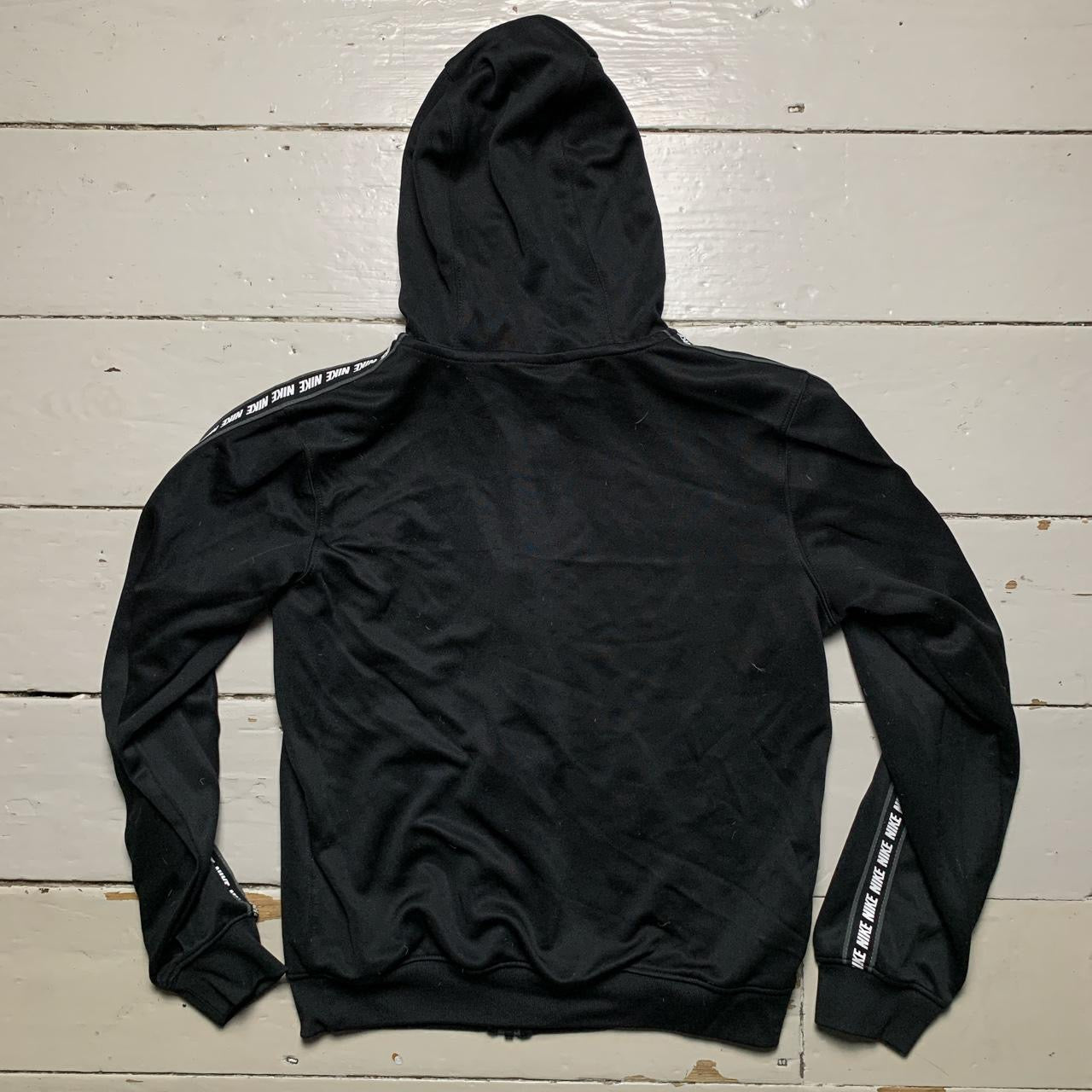 Nike Swoosh Black and White Hoodie (Small)