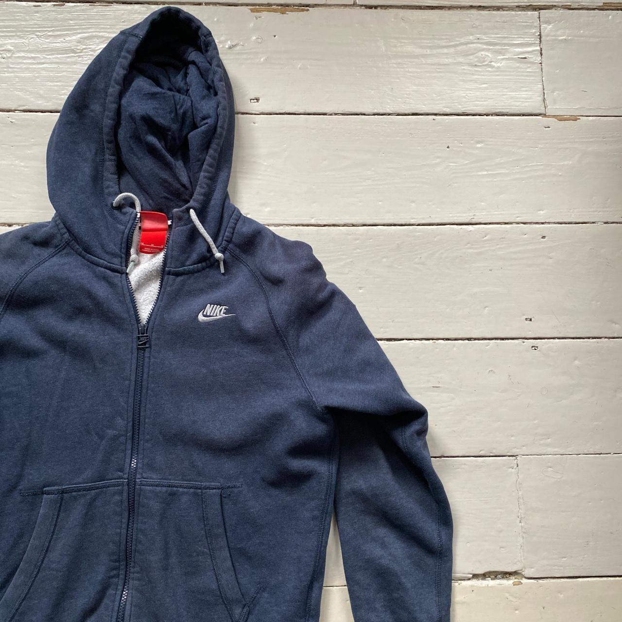 Nike Navy and White Hoodie (Medium)