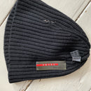 Prada Vintage Red Strip Black Beanie Hat
