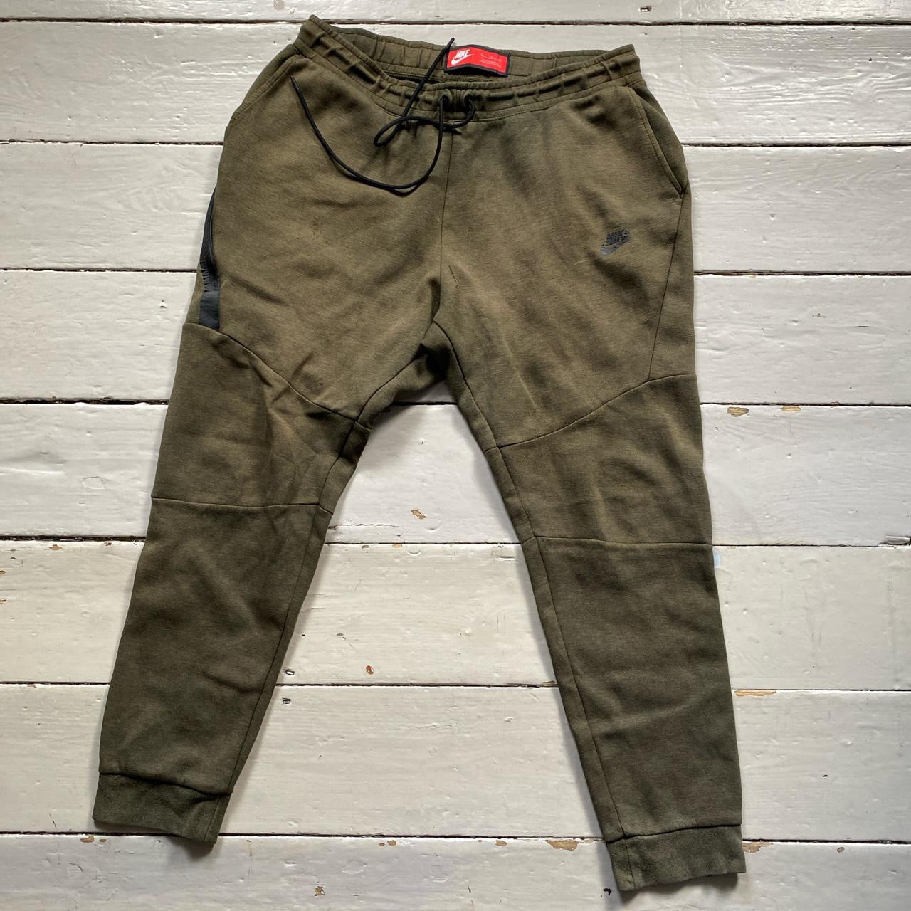 Nike Tech Fleece Olive Khaki Green Bottoms (XL)