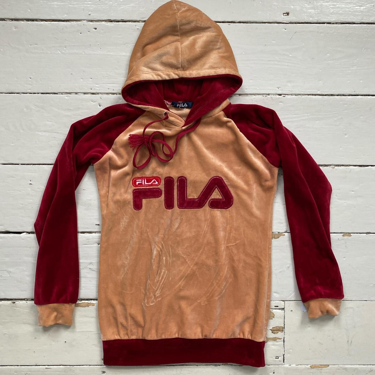 Fila Velour Rouge and Peach Womens Hoodie (XL)