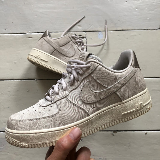 Nike Air Force 1 Cream Embossed Suede (UK 5.5)