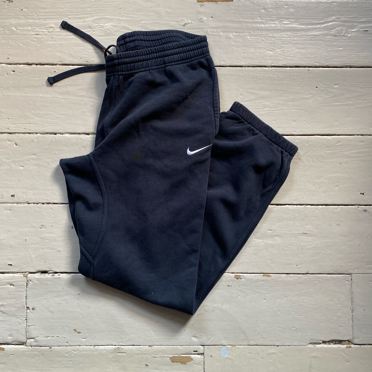 Nike White Swoosh Navy Joggers (Medium)