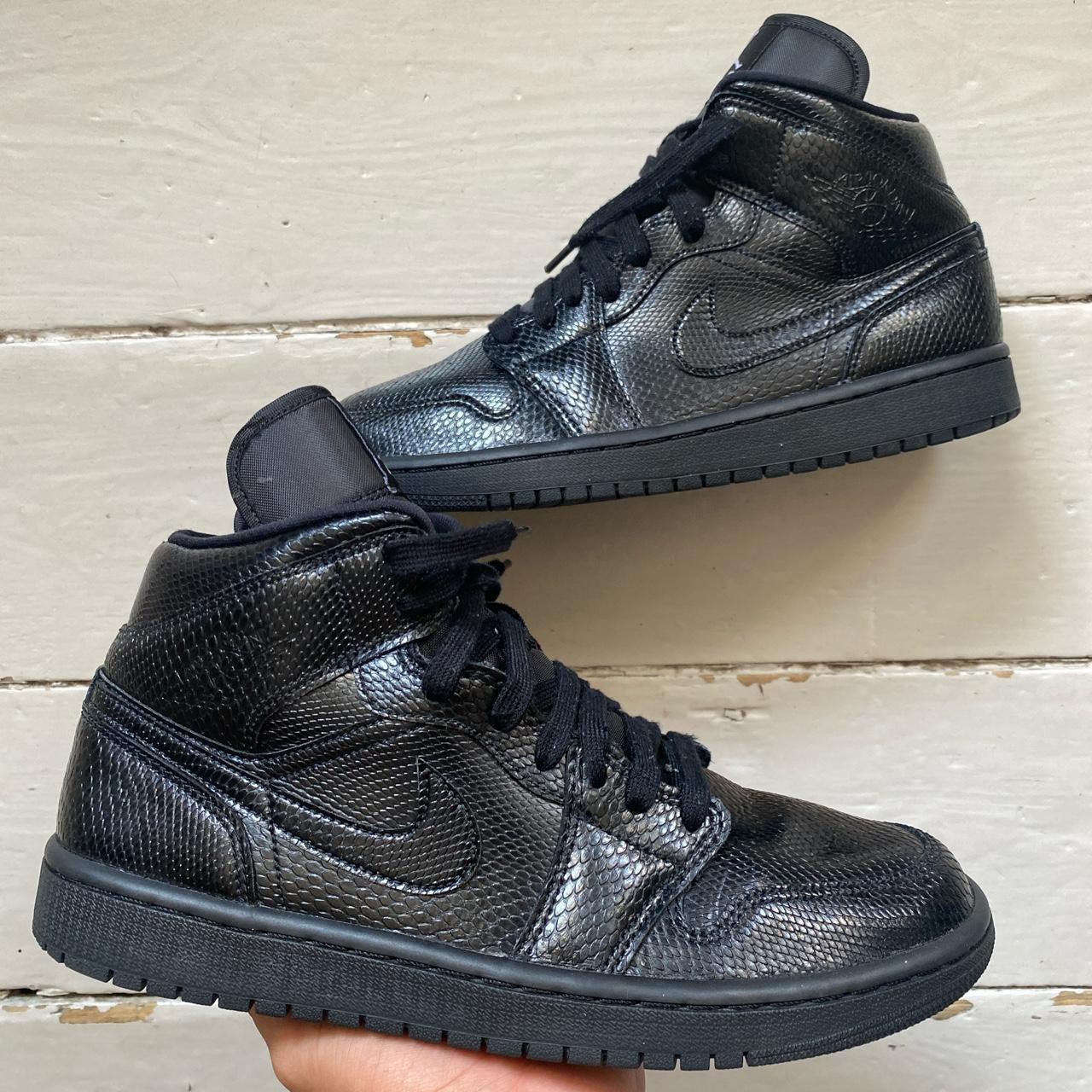 Jordan 1 Mid Black Snakeskin (UK 8)