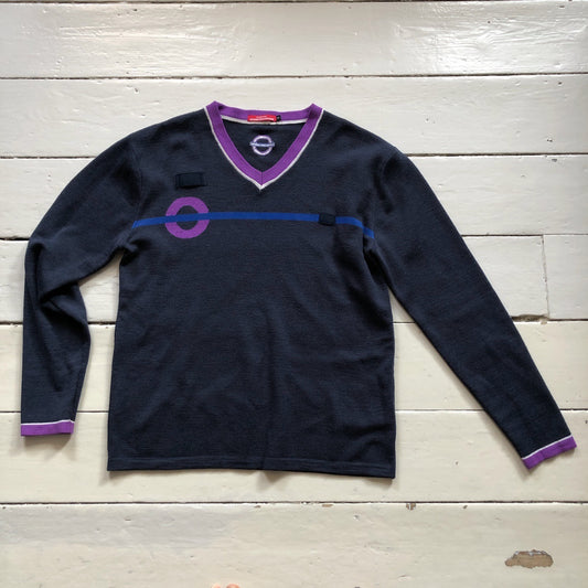 London Underground Purple V Neck Jumper (Medium)