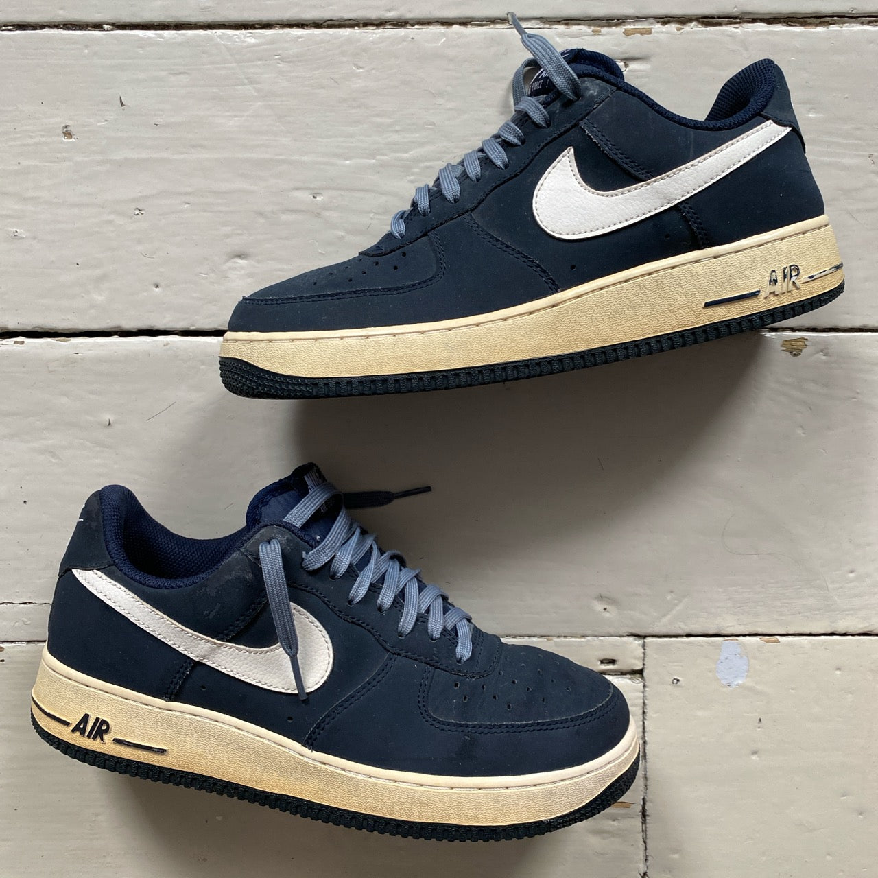 Nike Air Force 1 Navy Suede and White (UK 8)