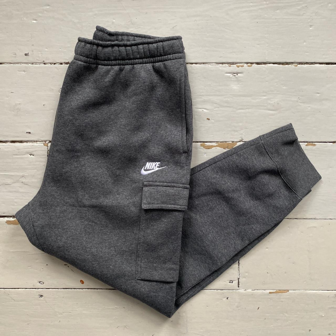 Nike Cargo Joggers Swoosh Grey and White (Large)