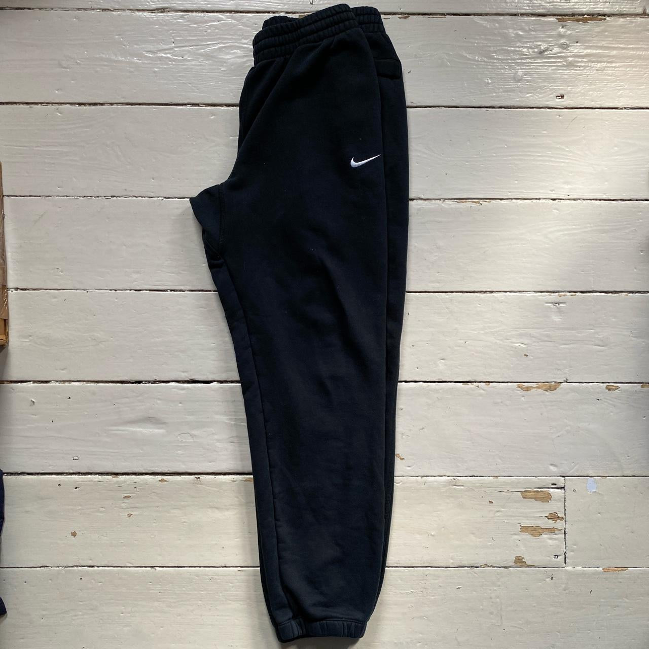 Nike White Swoosh Black Joggers (Large)