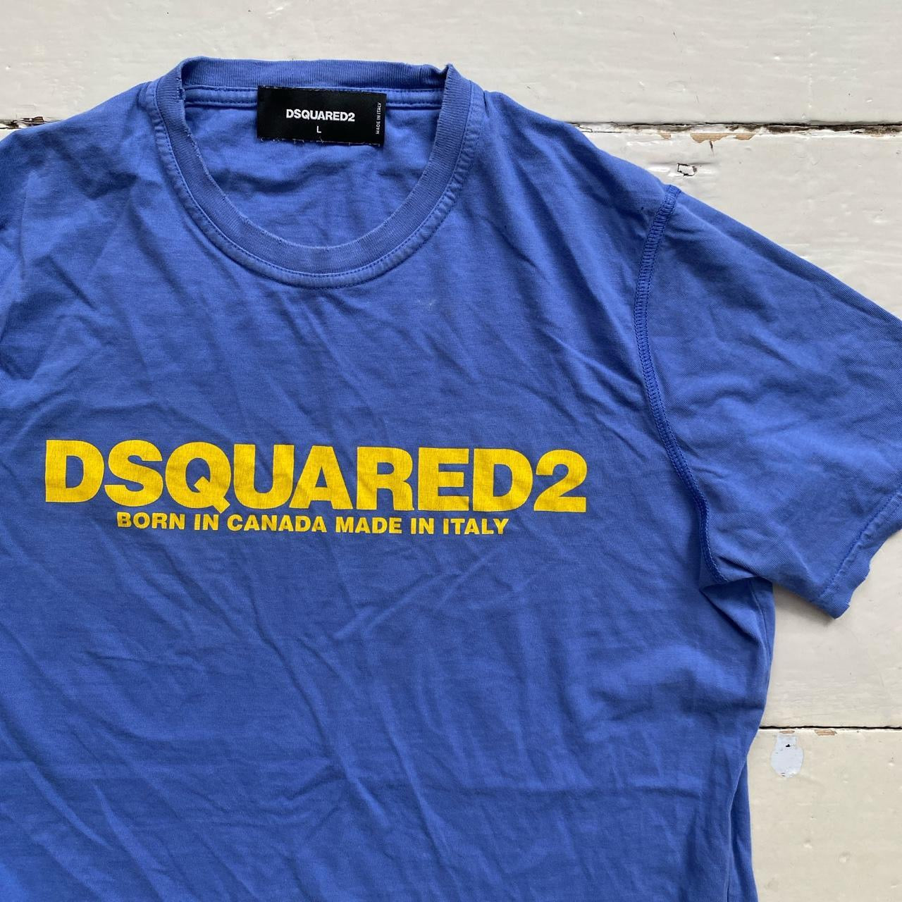 Dsquared Blue and Yellow T Shirt (Large)