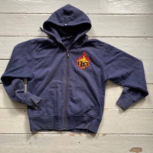 Quicksilver Flames Navy Hoodie (Medium)