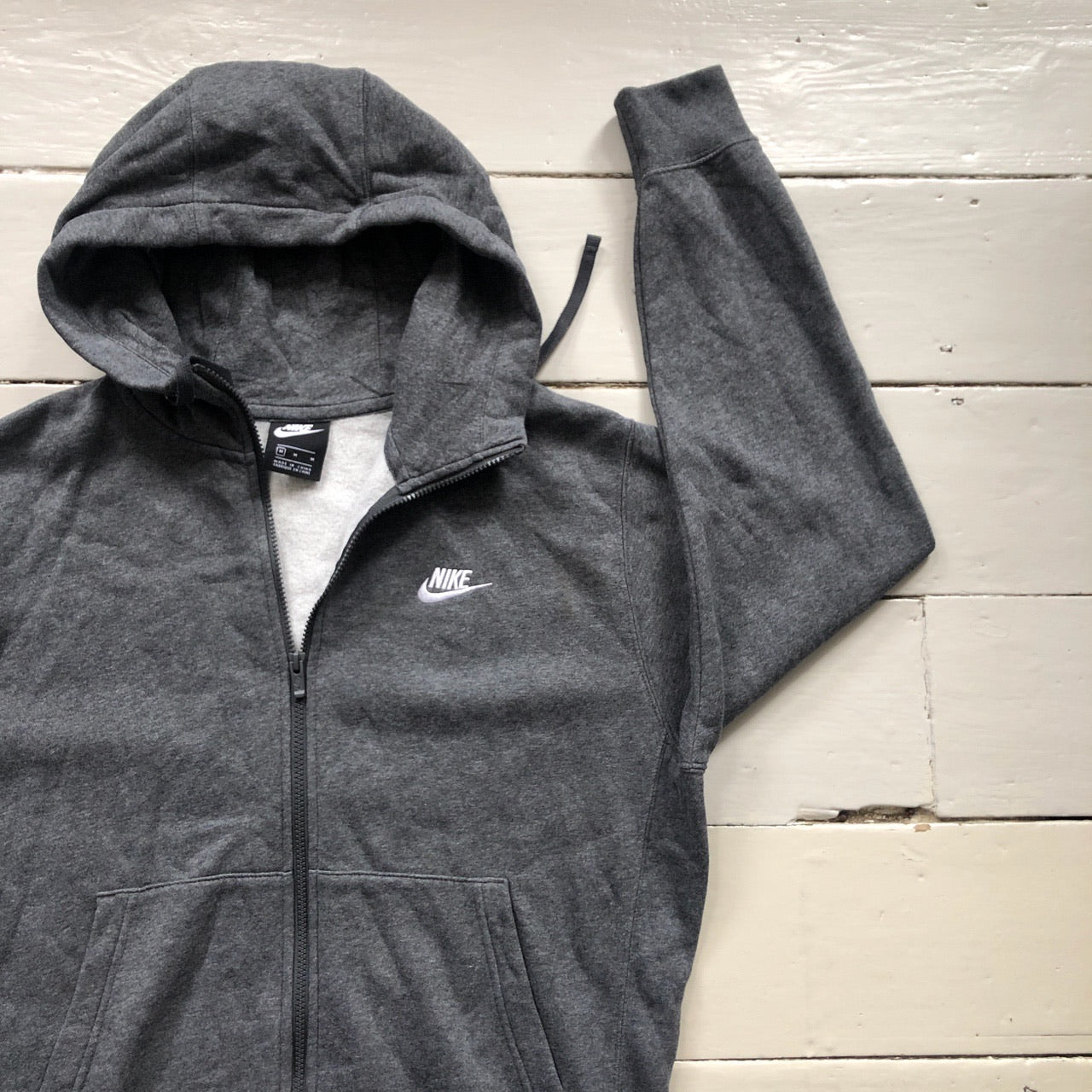 Nike Full Zip Grey Hoodie Swoosh (Medium)