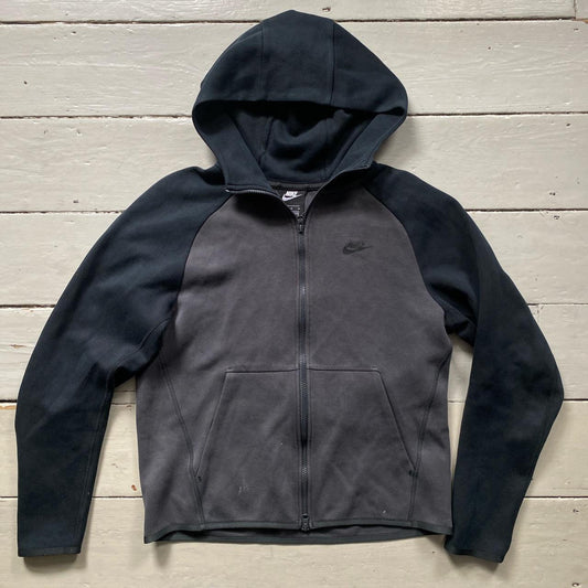 Nike Tech Fleece Grey and Black Hoodie (Medium)