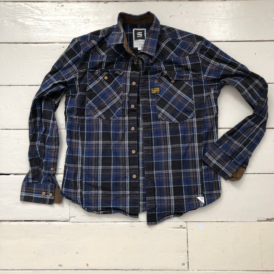 G Star Navy Plaid Shirt (Large)