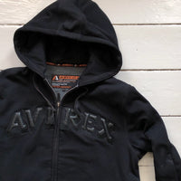 Avirex Vintage Black Spellout Hoodie (Large)