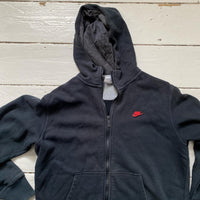 Nike Swoosh Charcoal Black and Red Hoodie (Large)
