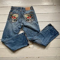 Ed Hardy Skull Embroidered Jeans (34/34)