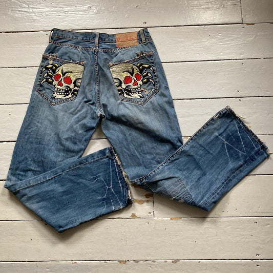 Ed Hardy Skull Embroidered Jeans (34/34)