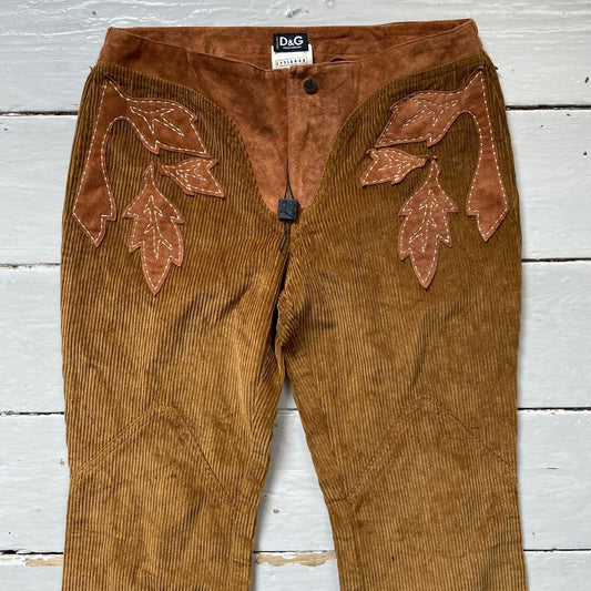 Dolce and Gabbana D&G Vintage Suede Corduroy Flare Jeans (30W)