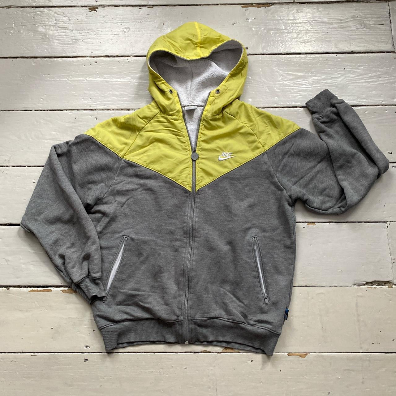 Nike Swoosh Yellow Grey Hoodie (Medium)