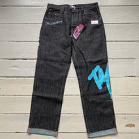 Time Is Money Vintage Embroidered Jeans (34/36)