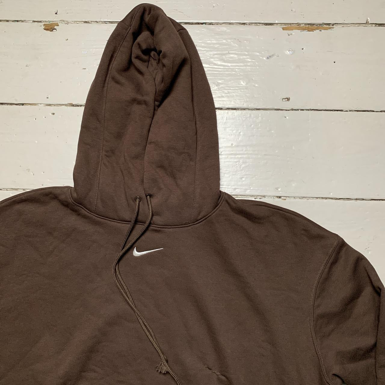 Nike Brown Centre Swoosh Hoodie (Medium Womens)