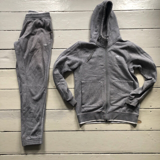 Adidas Grey Cotton Tracksuit (Small)