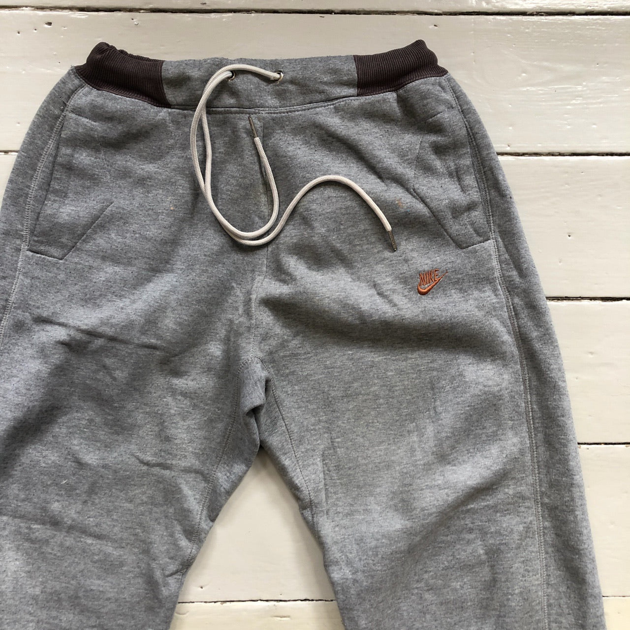 Nike Vintage Grey Brown Swoosh Joggers (Small)