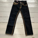 True Religion Black Joey Super T Big Double Stitch Yellow and Gold Jeans (32/30)
