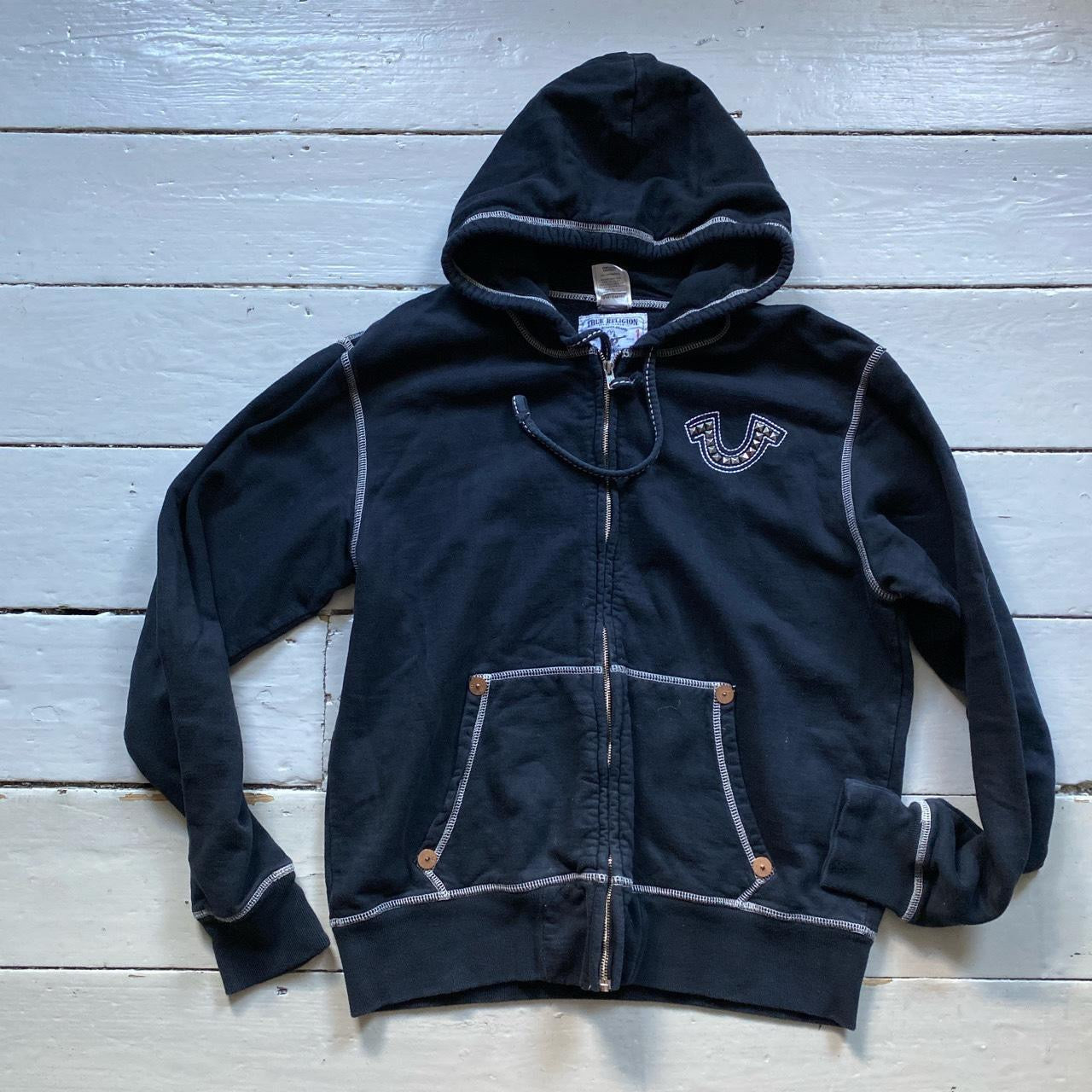 True Religion Studded Stitch Black Hoodie (XL)