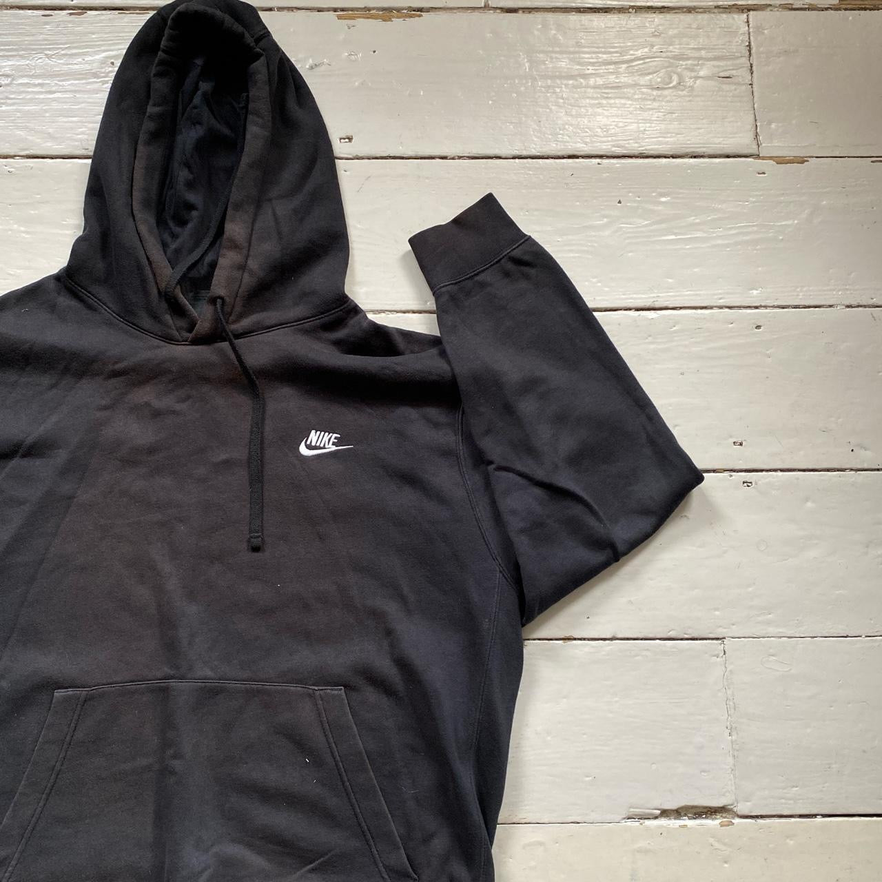 Nike Swoosh Black and White Hoodie (Large)