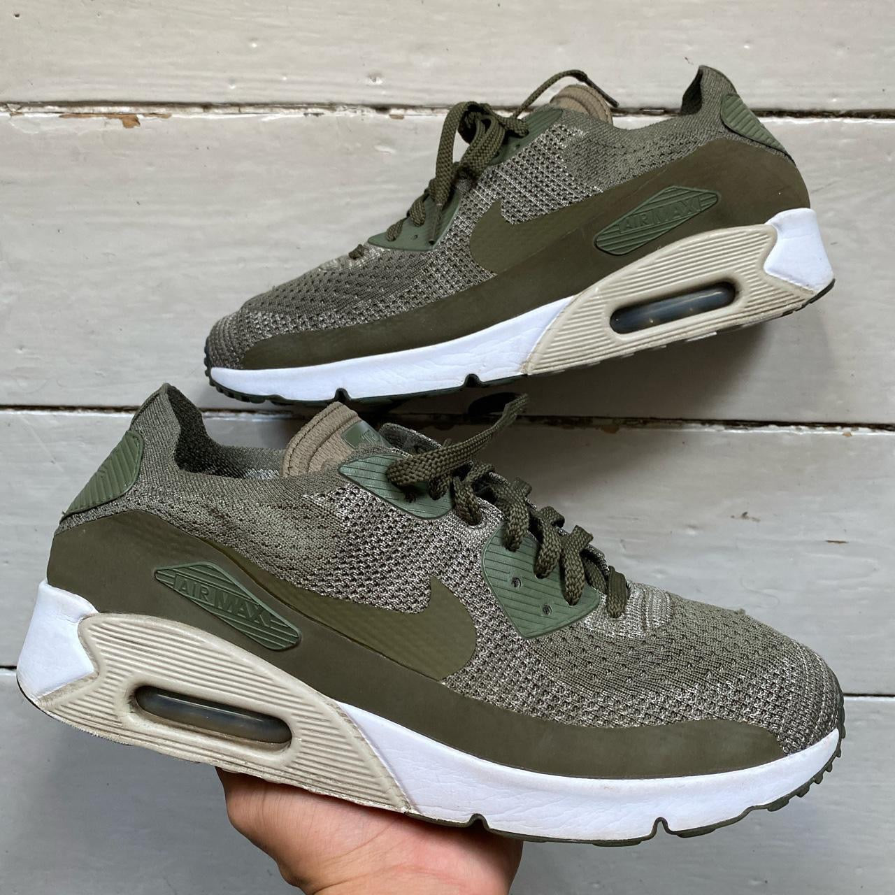 Nike Air Max 90 Flyknit Khaki Green (UK 10)
