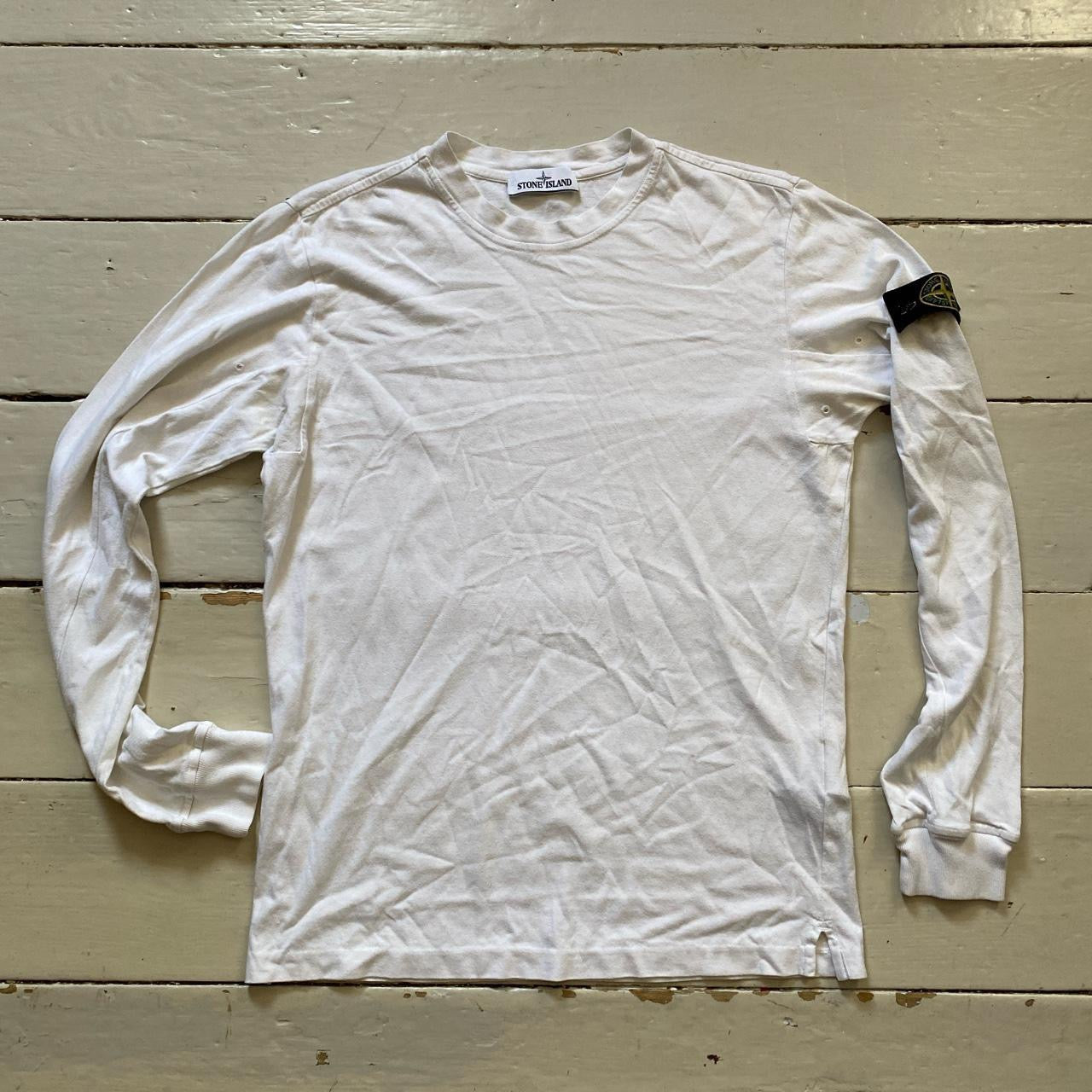 Stone Island White Long Sleeve Shirt (Medium)
