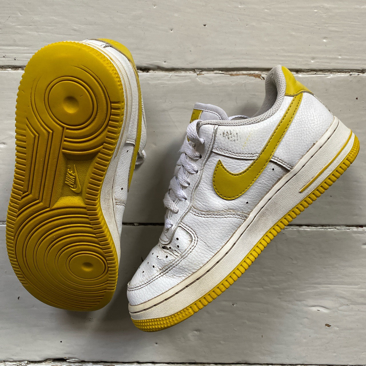 Nike Air Force 1 White and Yellow (UK 4.5)