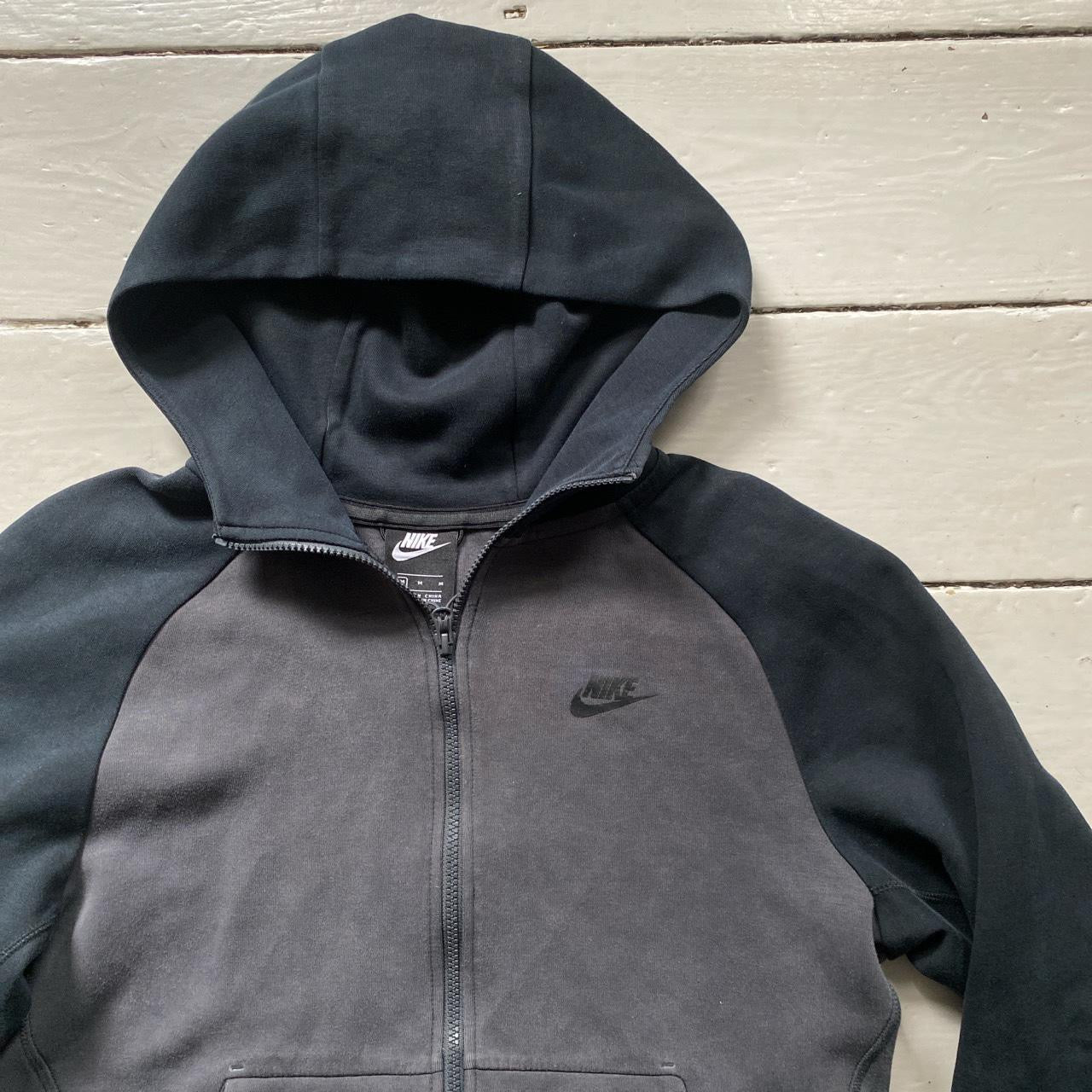 Nike Tech Fleece Grey and Black Hoodie (Medium)