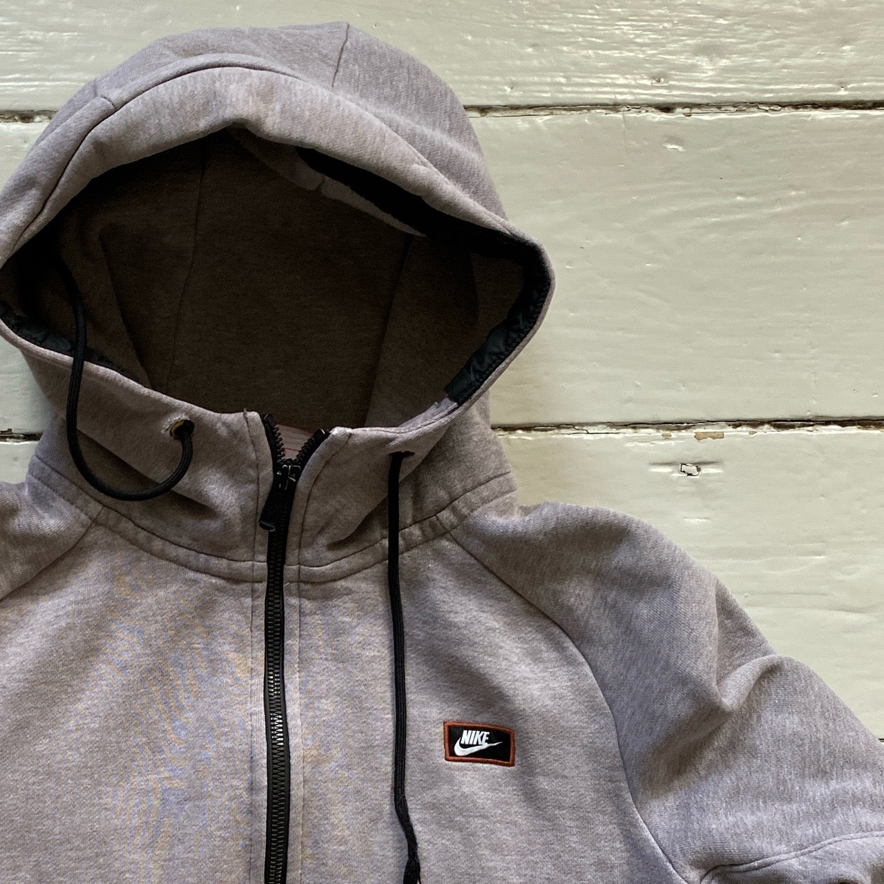 Nike Box Logo Swoosh Grey Hoodie (Small)