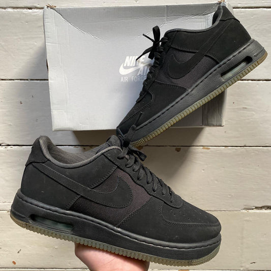 Nike Air Force 1 Black Suede Air Bubble (UK 8.5)