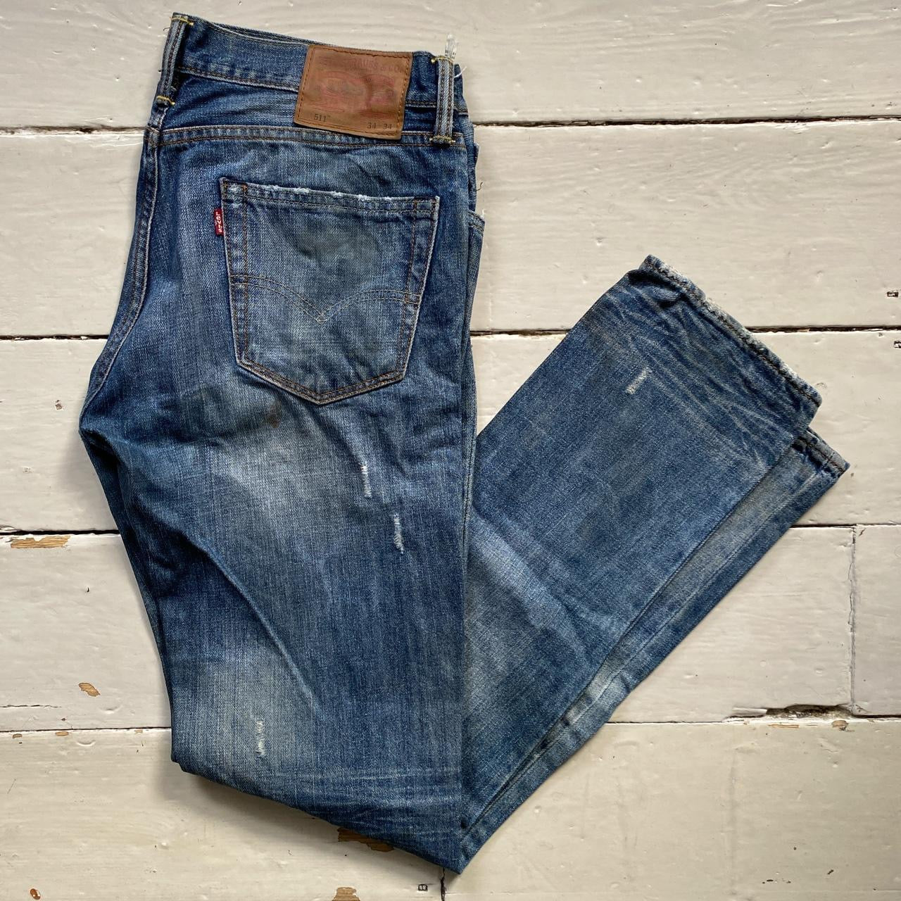 Levis 511 Navy Distressed Jeans (34/34)