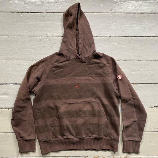 Nike Brown and Red Centre Swoosh Hoodie (Large)