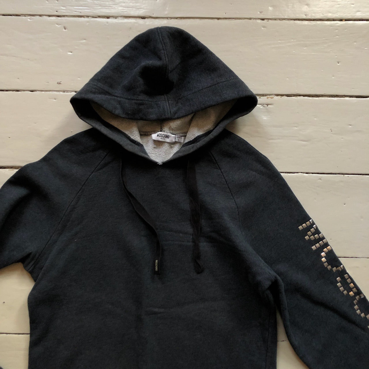 Moschino Spellout Grey Hoodie (Large)