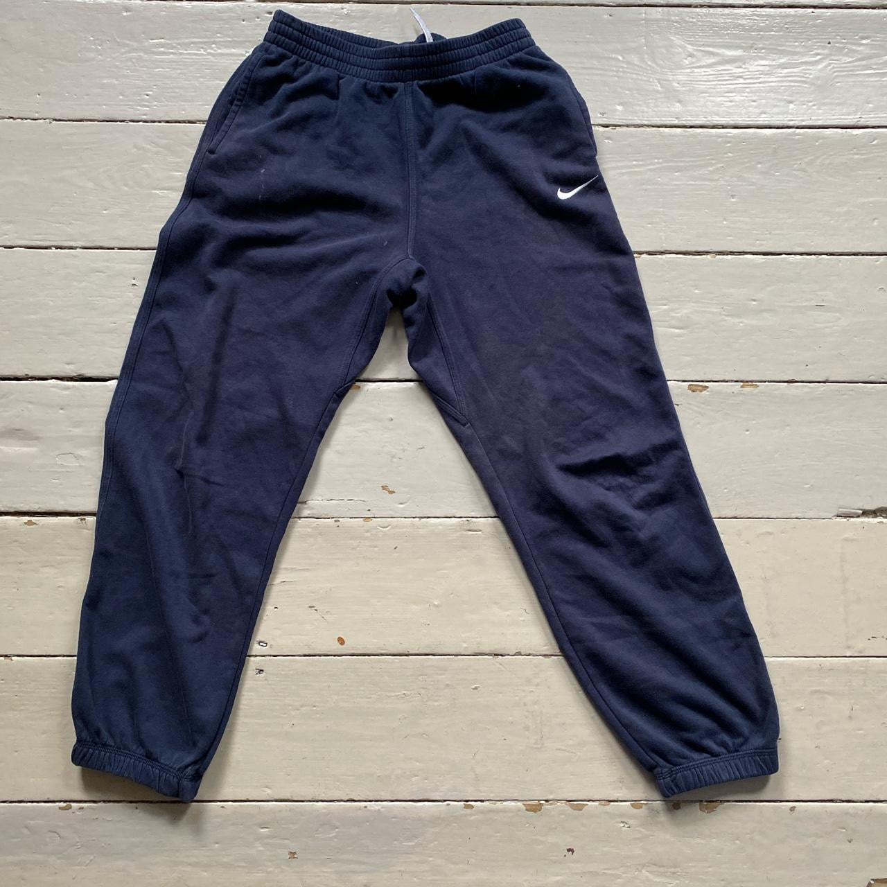 Nike Navy and White Joggers (Womens Small)