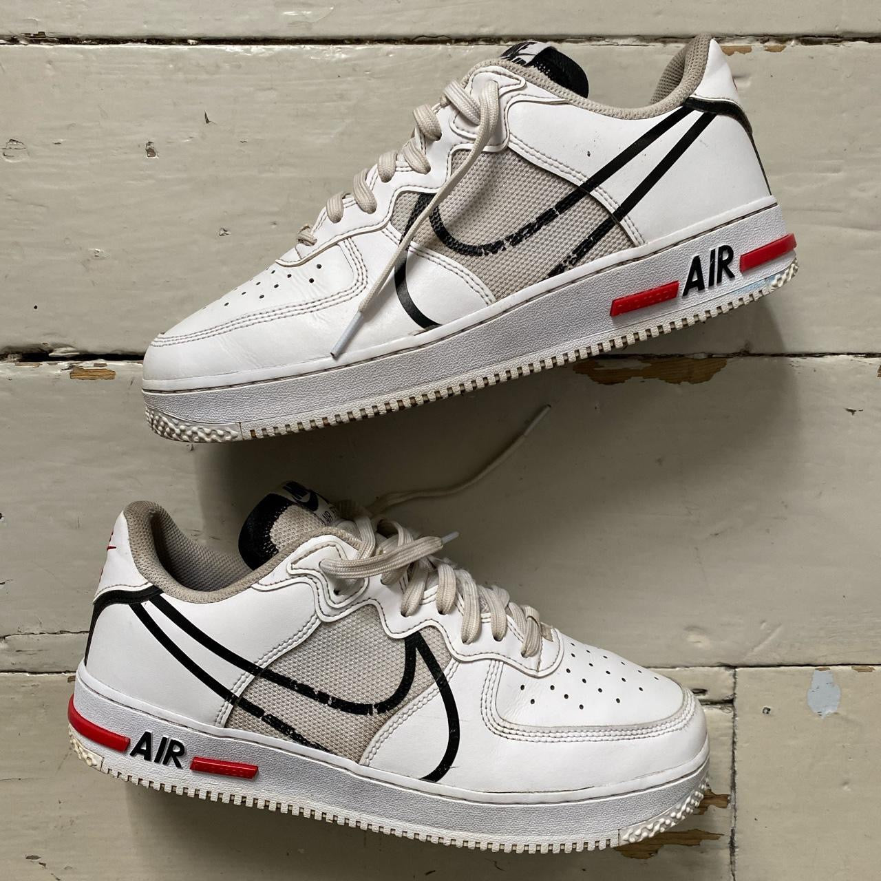 Nike Air Force 1 React White Red Black (UK 9)