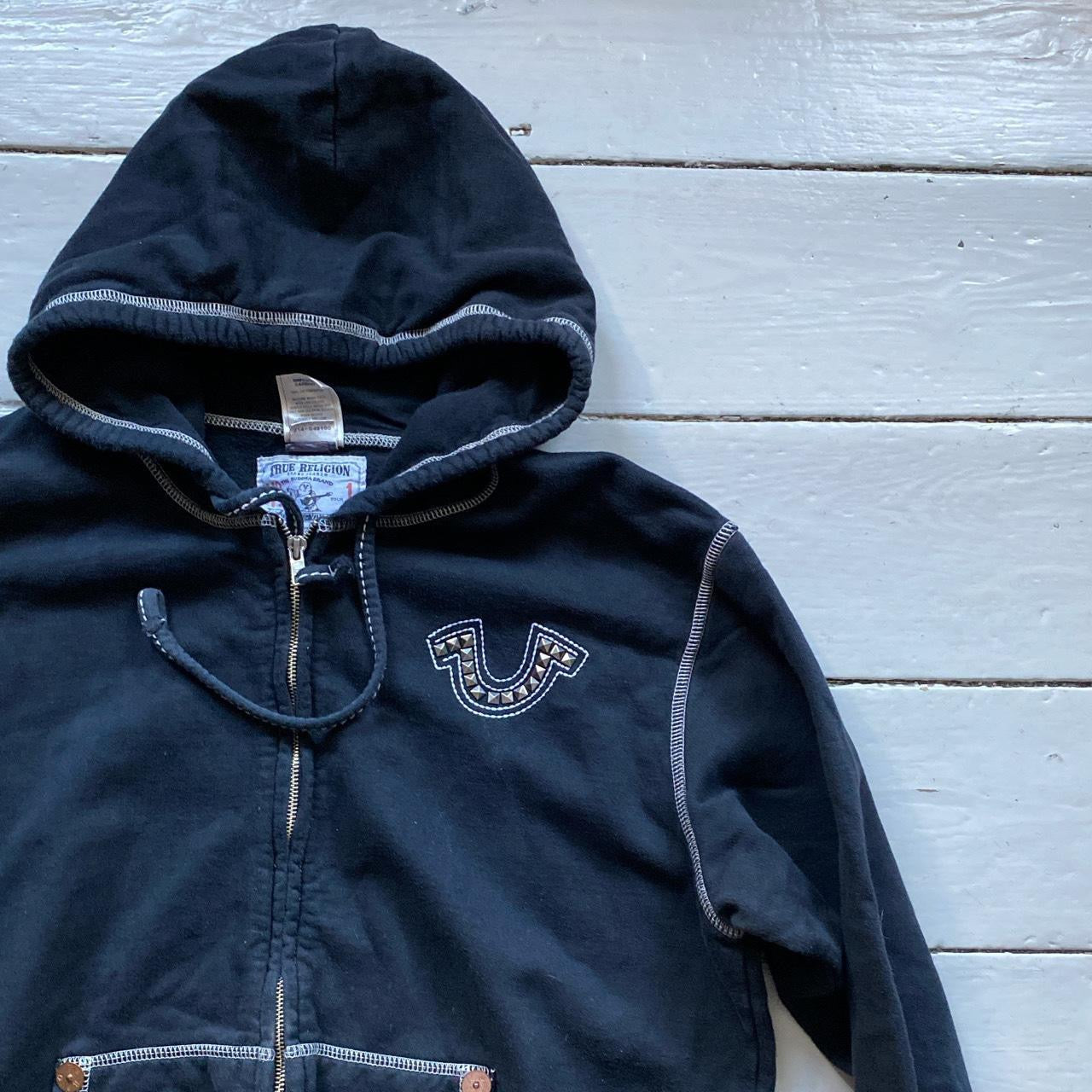 True Religion Studded Stitch Black Hoodie (XL)