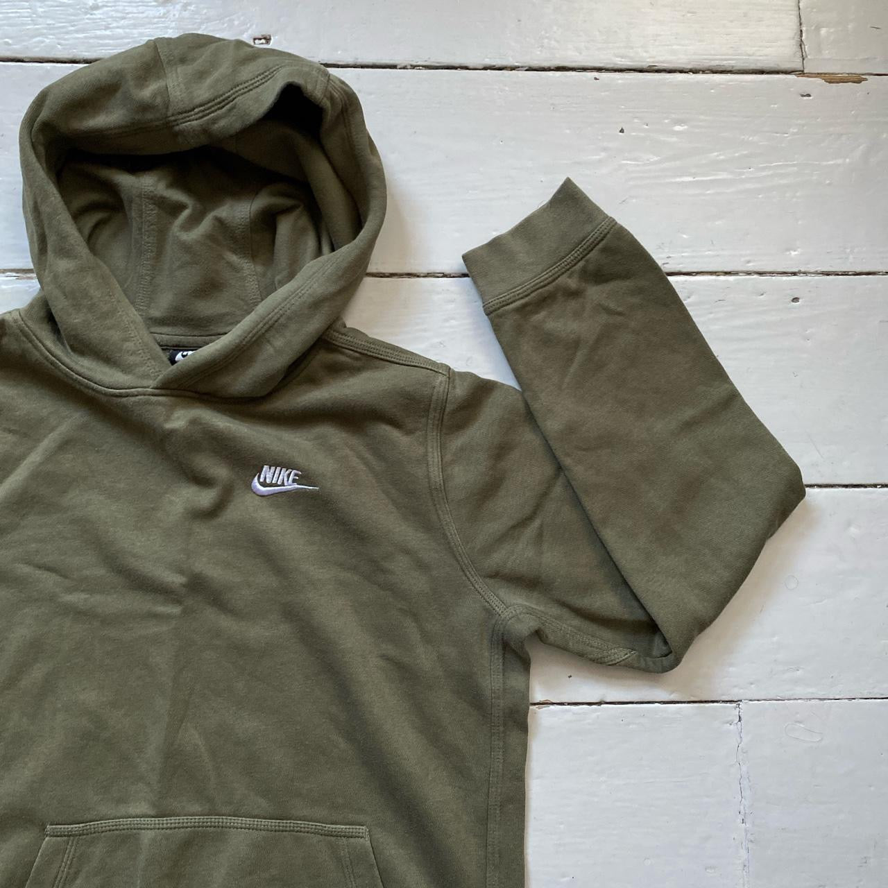 Nike Swoosh Olive Khaki Hoodie (Small)