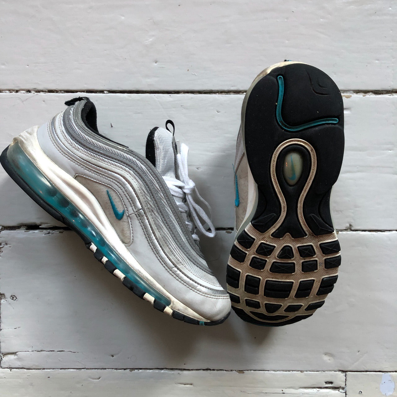 Nike Air Max 97 Silver and Blue (UK 6.5)