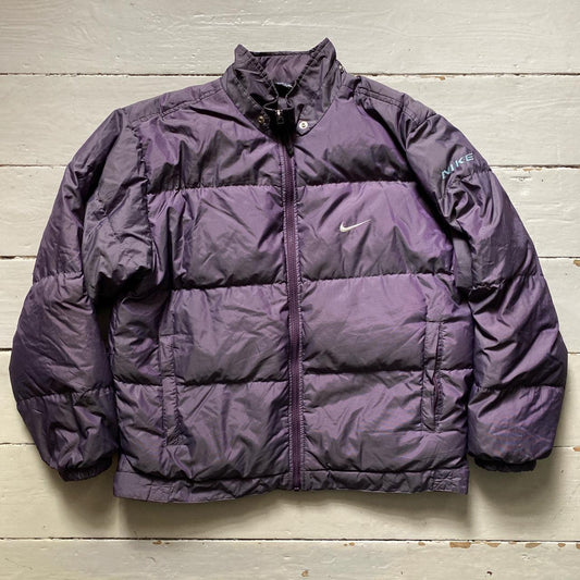 Nike Swoosh Vintage Purple Puffer Jacket (Medium Mens/Womens XL)