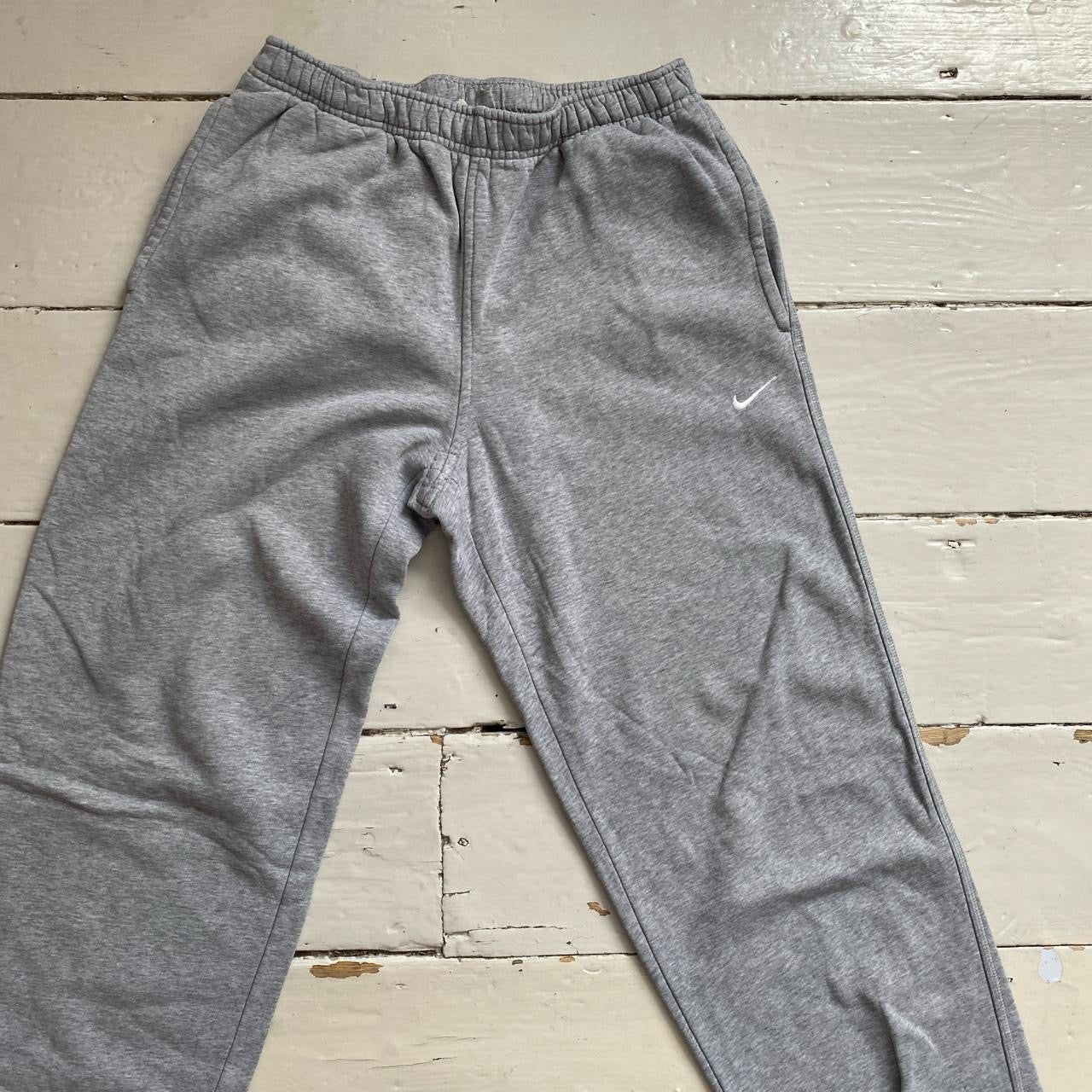 Nike White Swoosh Grey Joggers (Small)
