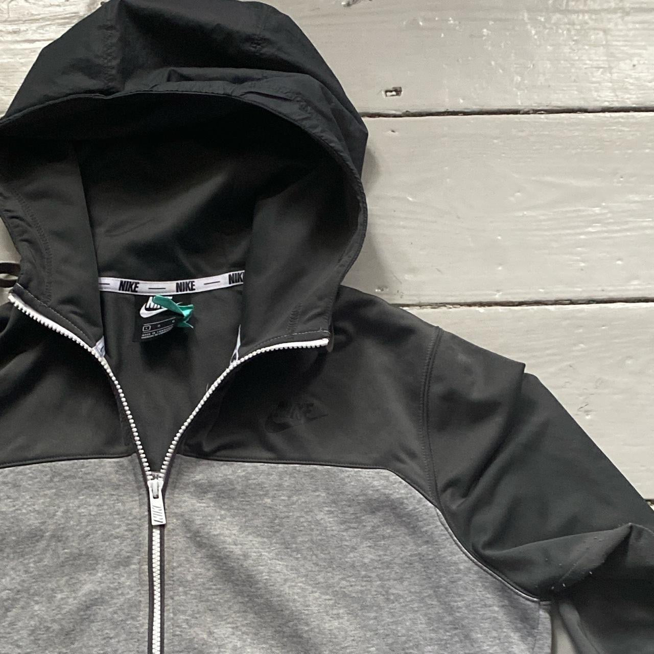 Nike Grey and Black Hoodie (Large)